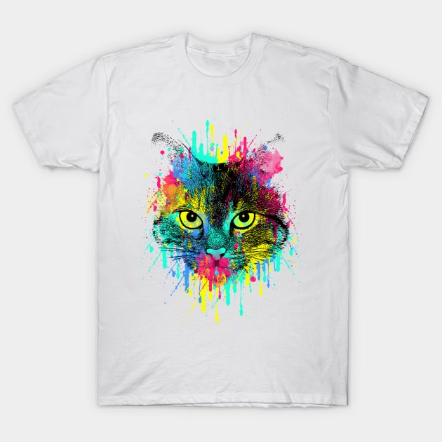 Spatter Cat T-Shirt by clingcling